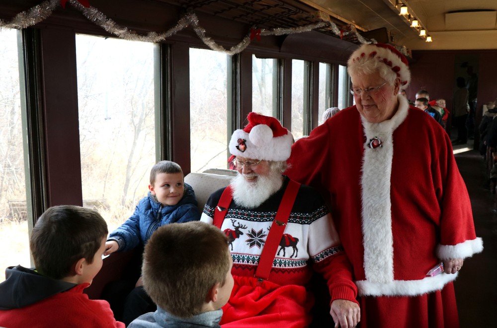 Santa rides the Mid-Continent Railroad in Sauk County, Wisconsin