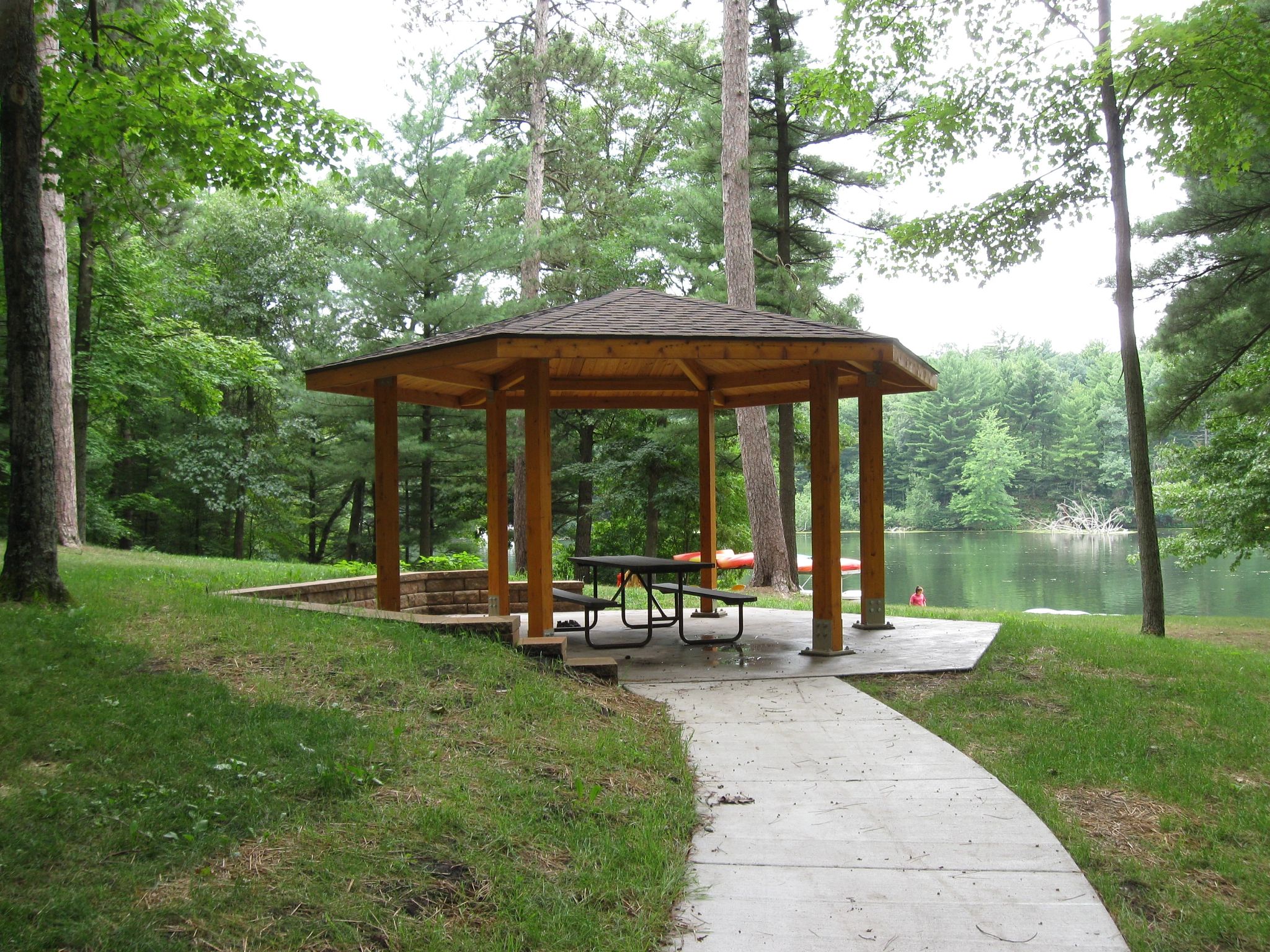 pavilion next to a pond