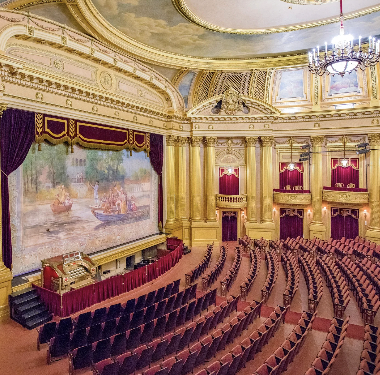interior of Ringling Theatre, designed in the style of a grand French opera house