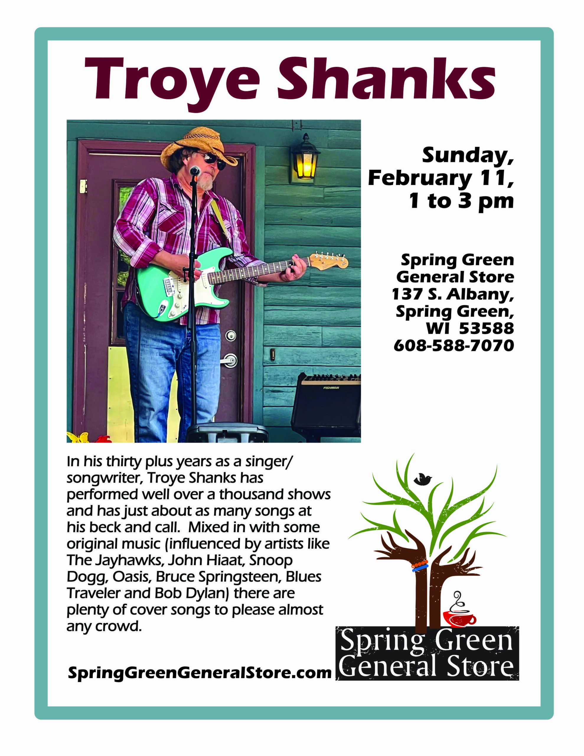 flyer for music event featuring Troye Shanks