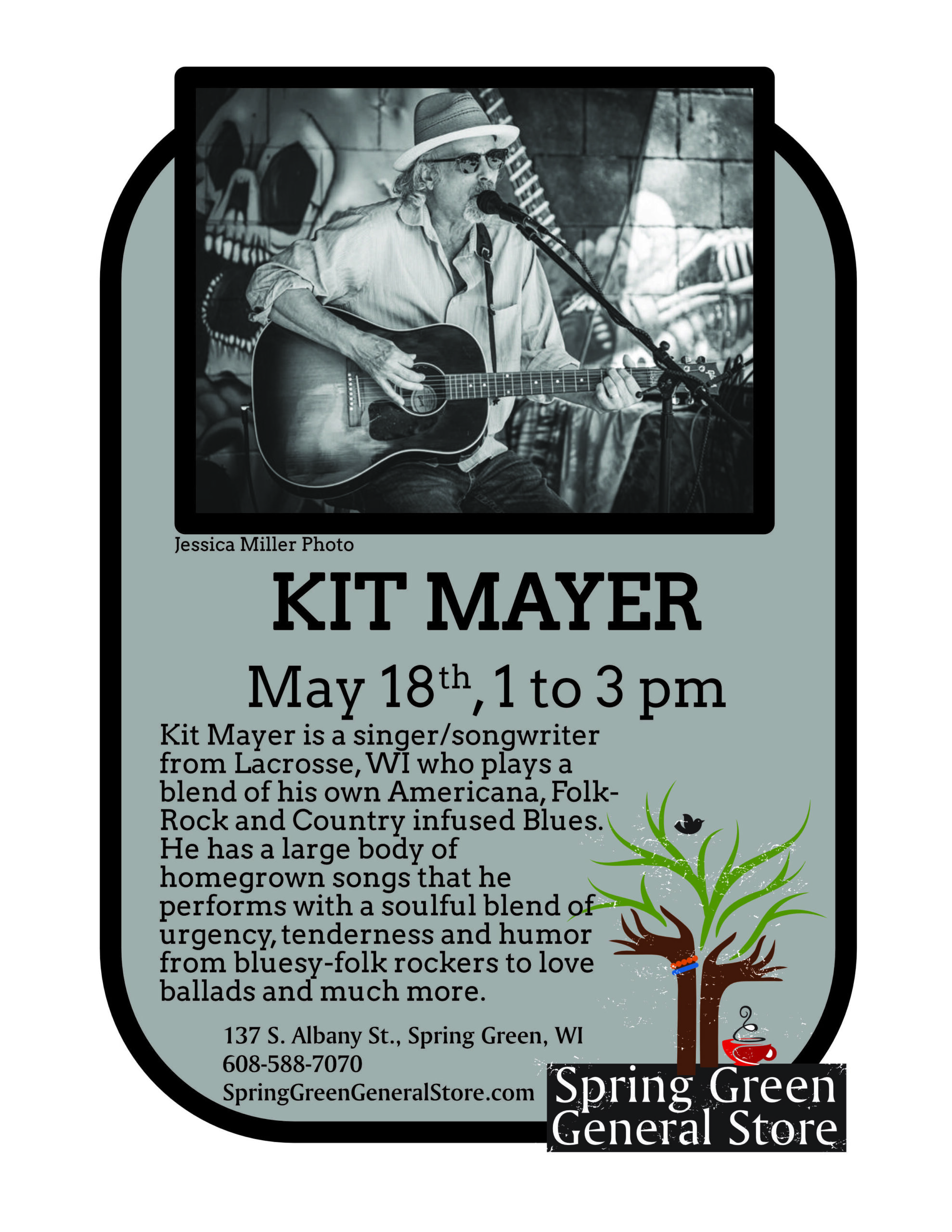 musical performance flyer with man on guitar
