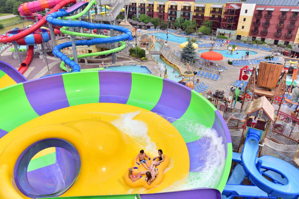 Colorful slide at Kalahari water park in Sauk County, Wisconsin