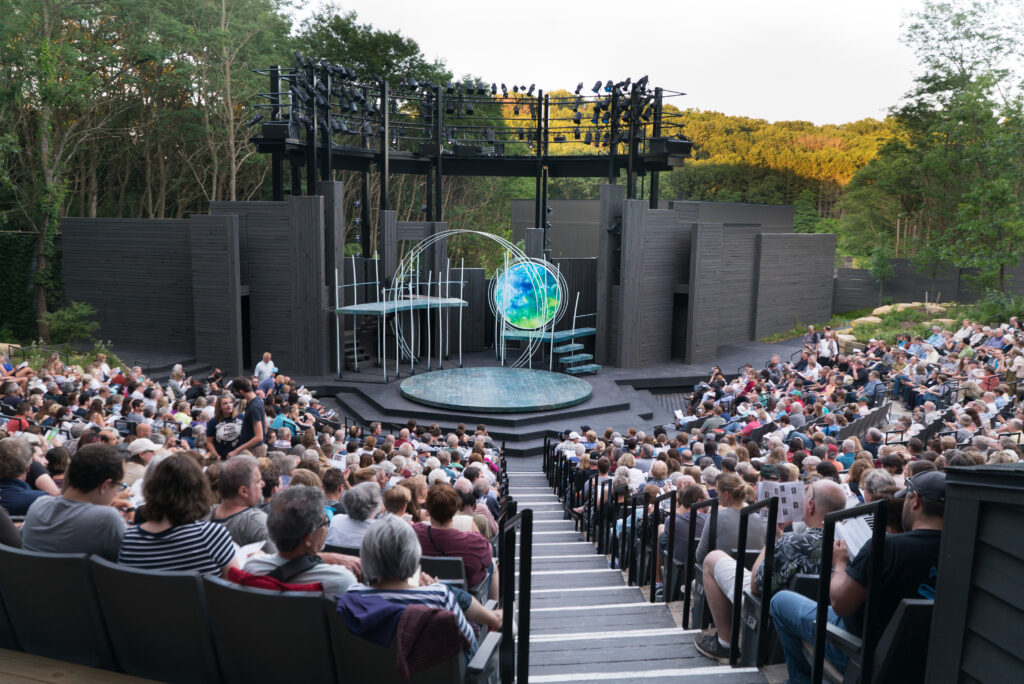 Outdoor stage at night at American Players Theatre in Sauk County, Wisconsin